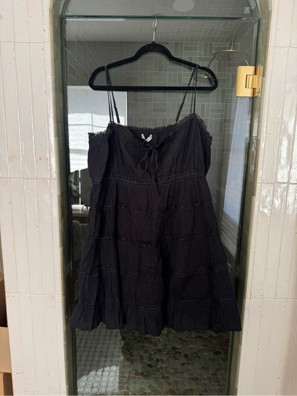 Abercrombie & Fitch Black Lace-Detail Spaghetti Strap Dress